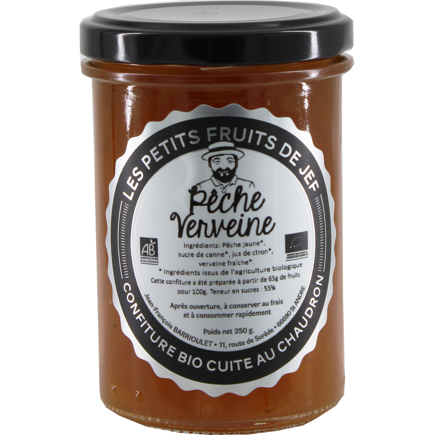 Confiture  Pêche à la Verveine Bio